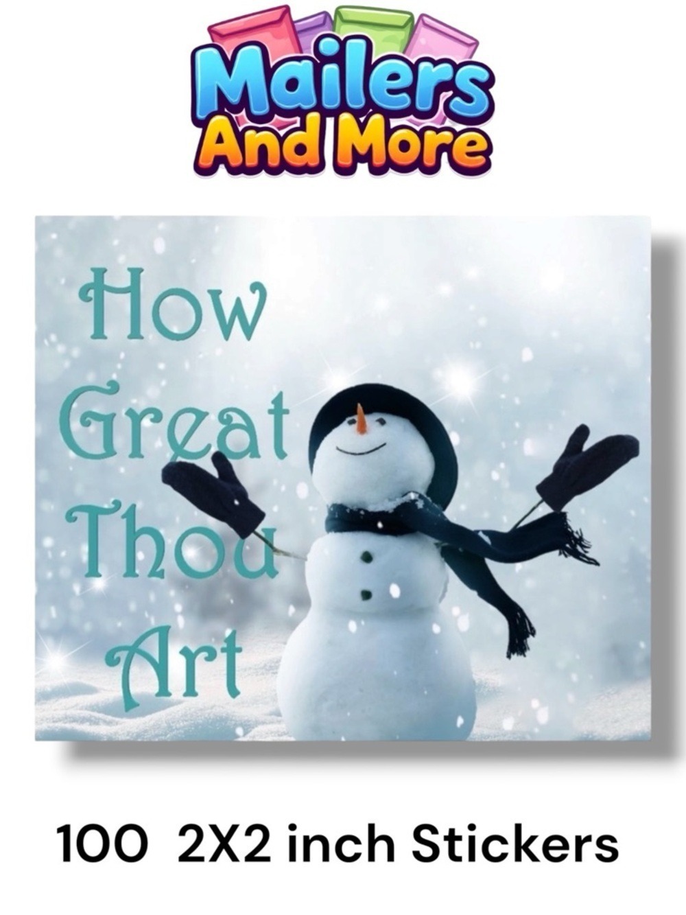 100 (2x2 Inch) Square Stickers, How Great Thou Art Snowman High Gloss, Thank You